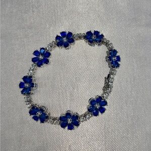 Blue Floral Crystal Bracelet - Women Jewelry